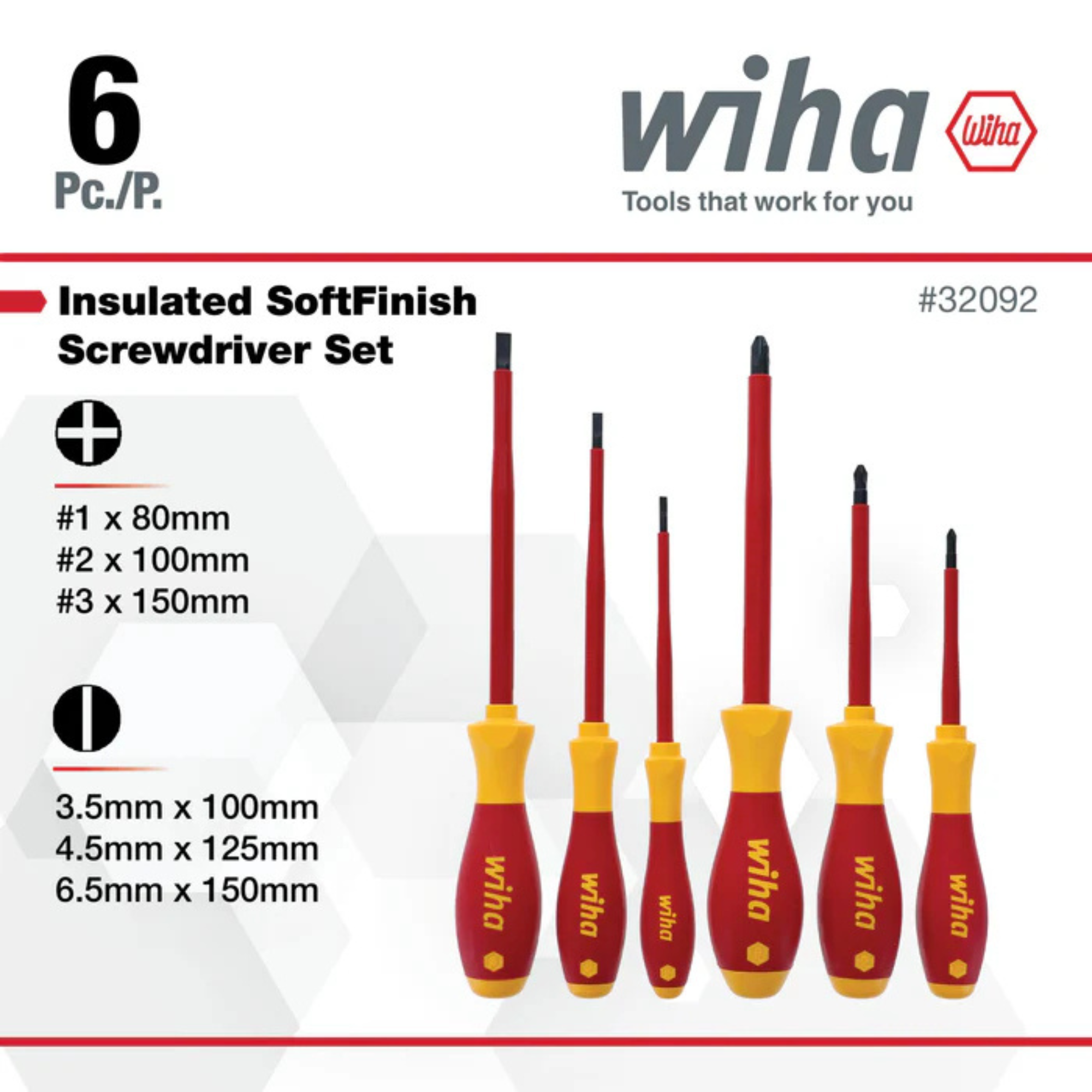 WiHa 6 Piece Insulated SoftFinish Screwdriver Set from Columbia Safety